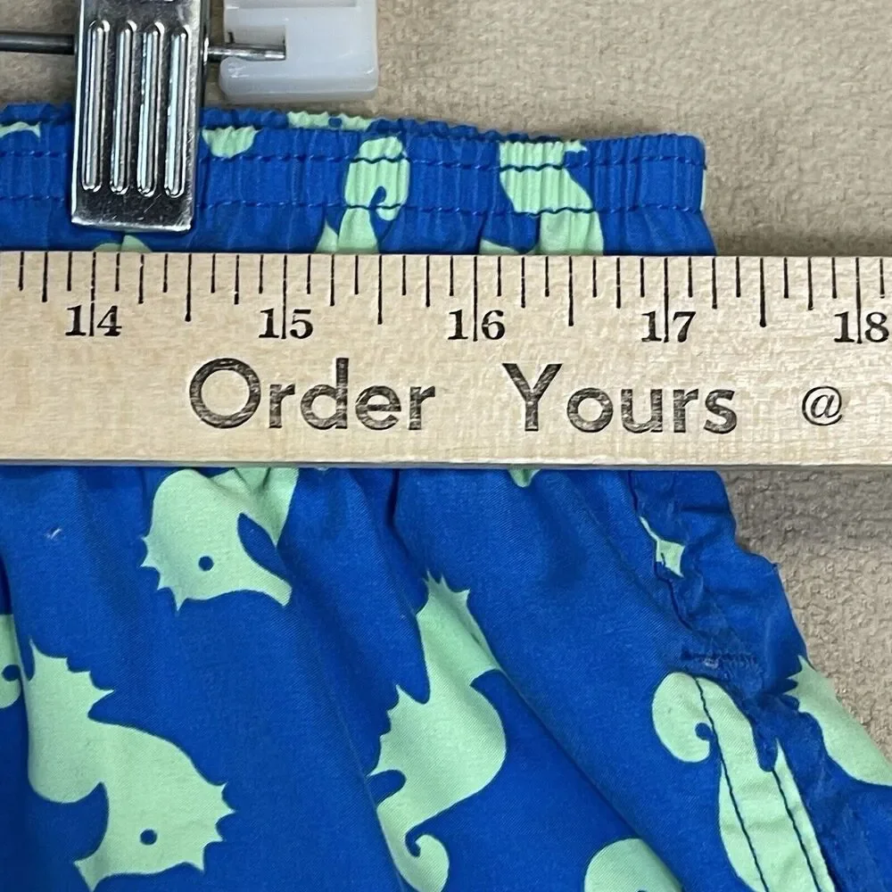Tom & Teddy Swim Trunk Mens XL Blue Animal Print Elastic Waist Lined Regular Fit